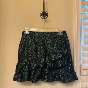 DO+BE Black and Green Ruffled Mini Skirt